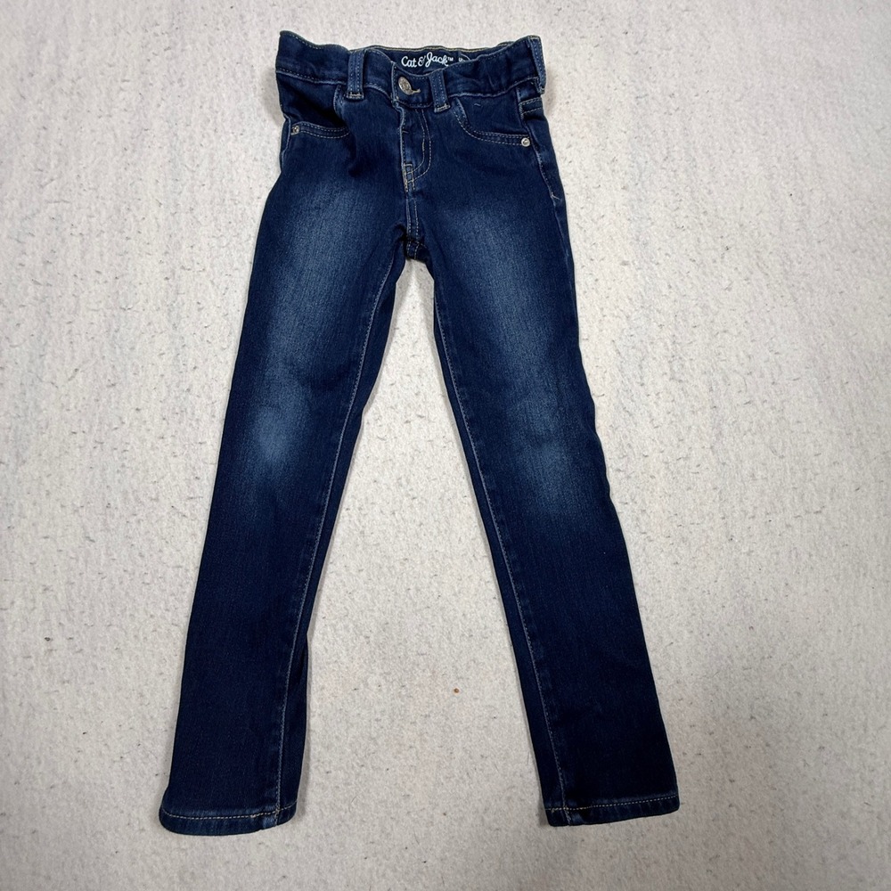Cat & Jack Girls Dark Wash Ultimate Stretch Jeggings Size 5T Slim Denim Pants